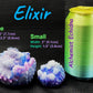 a can of elixir next to two balls of soap