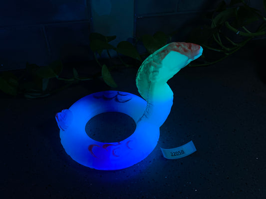 a lit up object sitting on top of a table