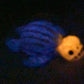 a blurry photo of a blue and yellow object