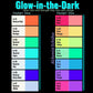 a color chart for glow in the dark