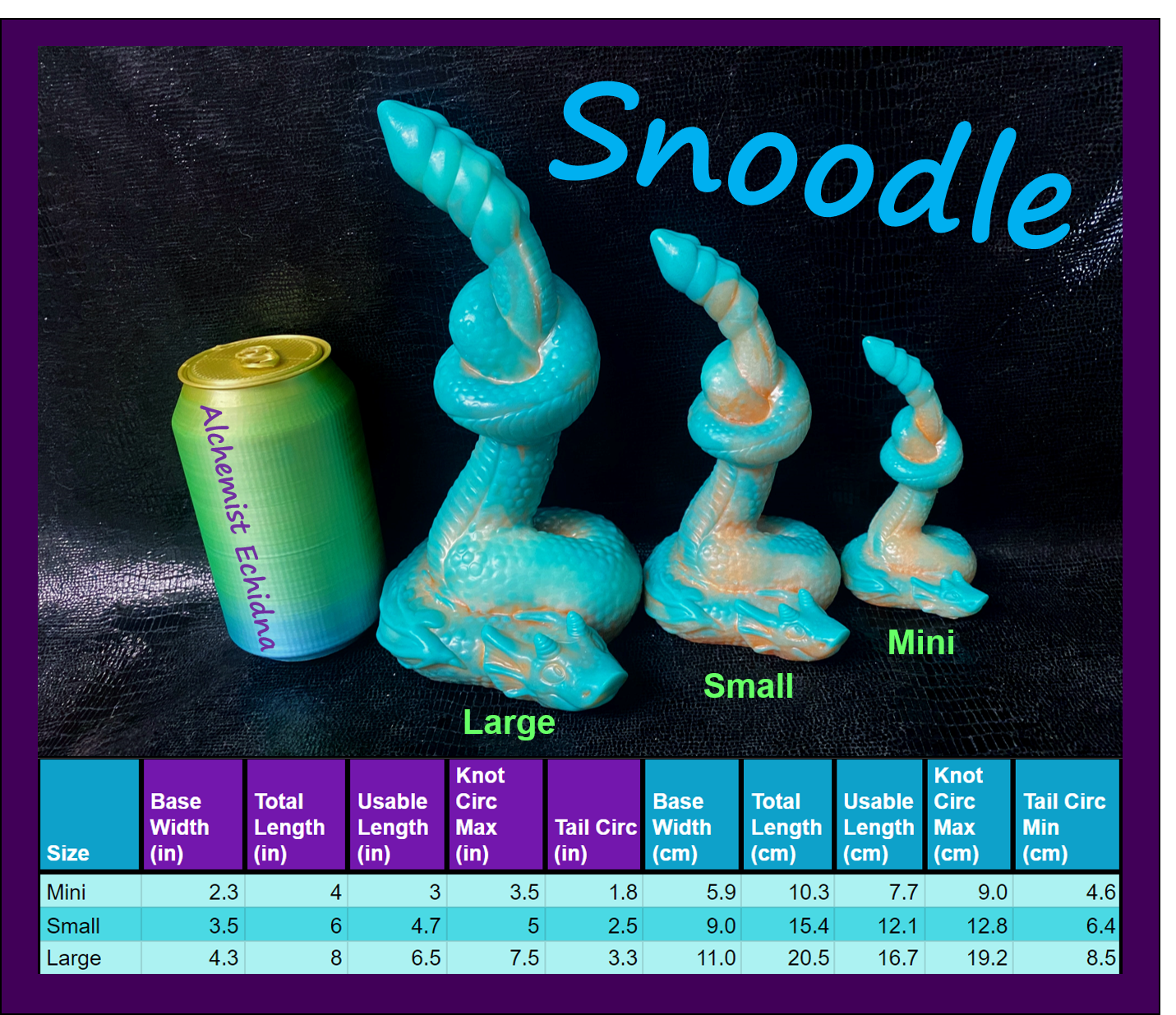 Snoodle - Snake Toy - Mini - Soft - UV - GITD - 835