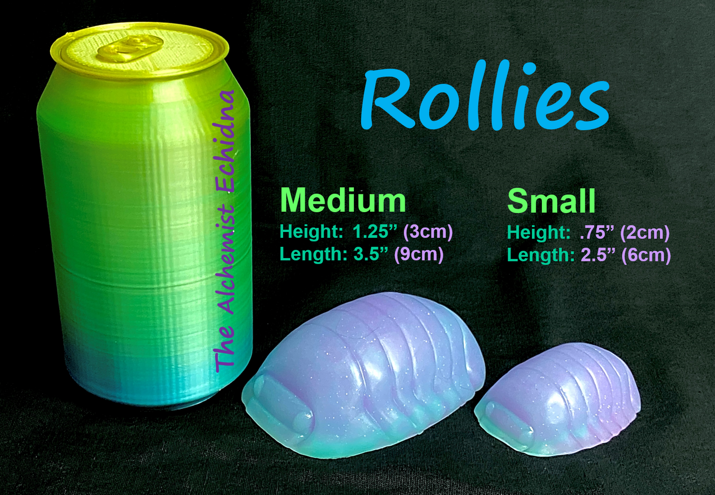 Rollie - Isopod Squishy -Small - 0010 Gummy - UV - GITD - 1815 1816 1817 1818 1819 - Poured by Snow